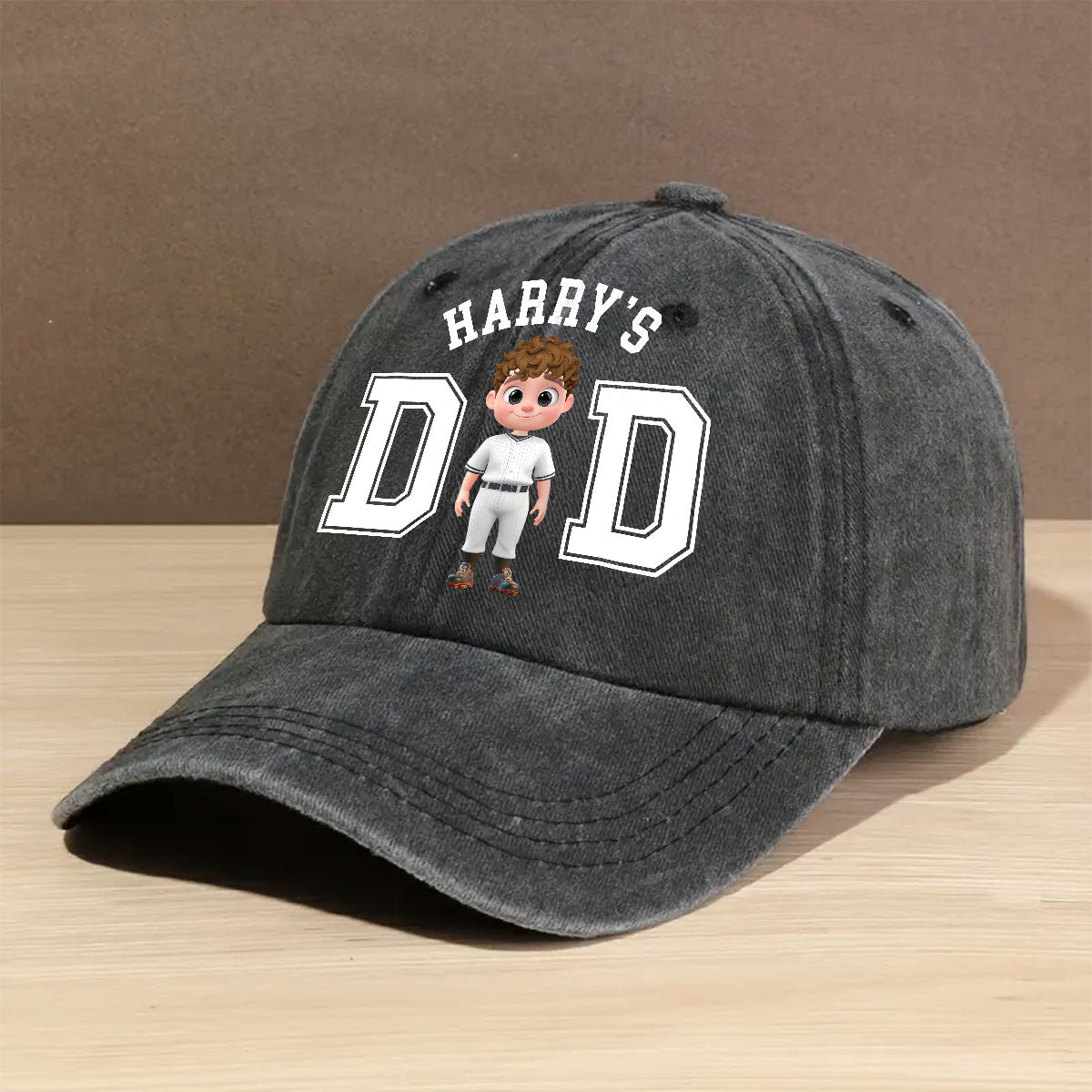 Belongs To The Baseball Dad - Personalized Custom Vintage Washed Denim Cap