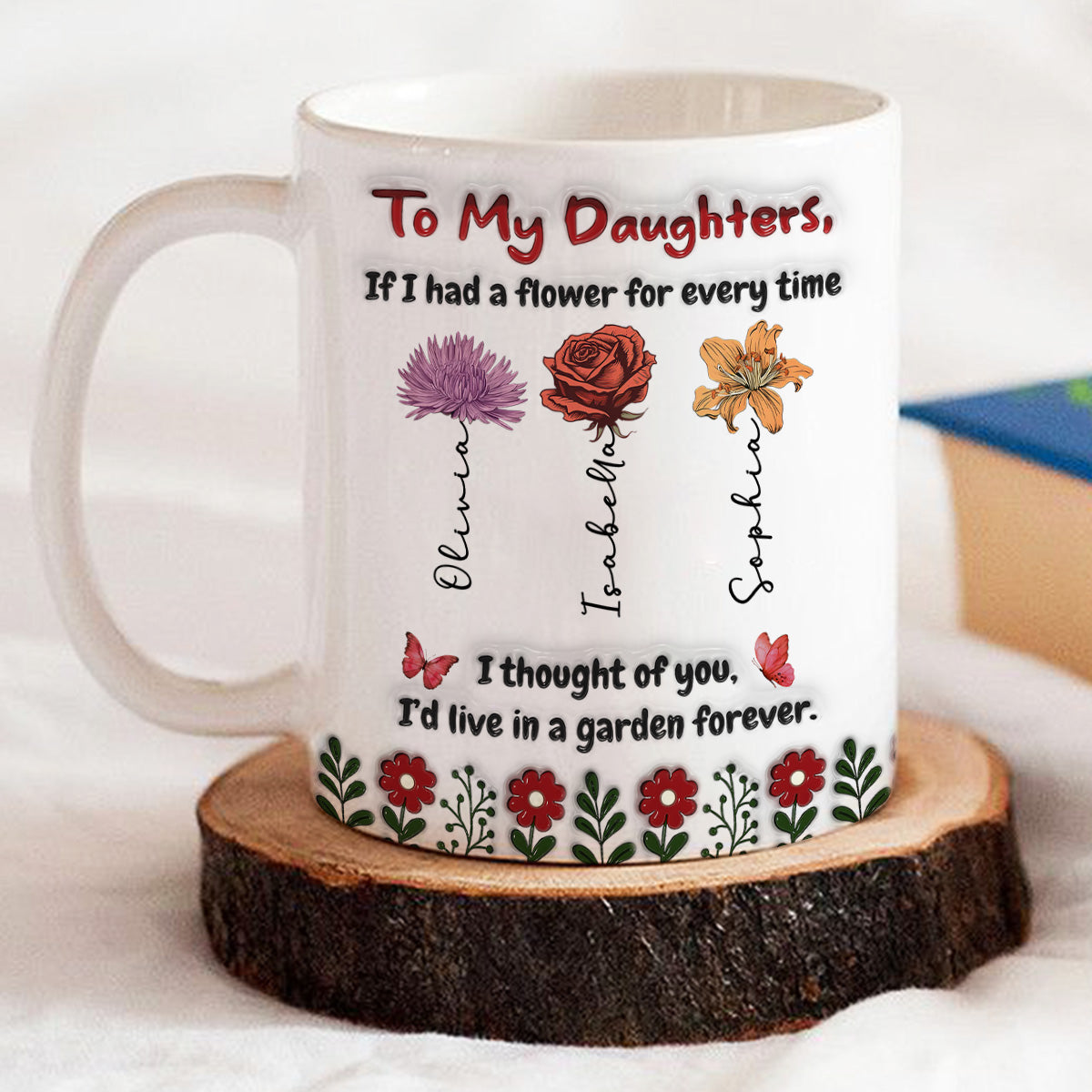 Life Is Sweeter With Daughters - Personalized Custom 3D Inflated Effect Mug