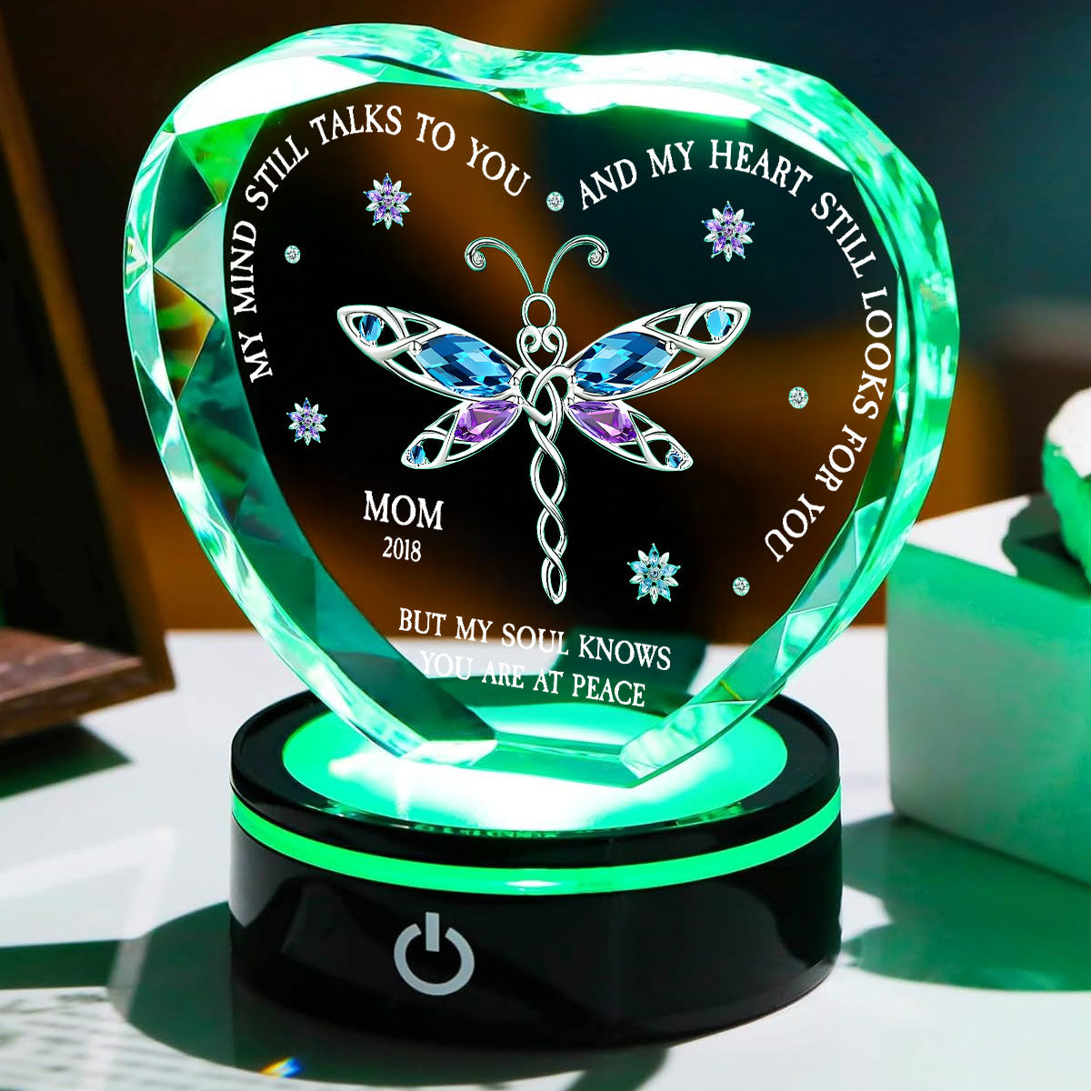 My Soul Knows You Are At Peace - Personalized Custom Crystal Led Light