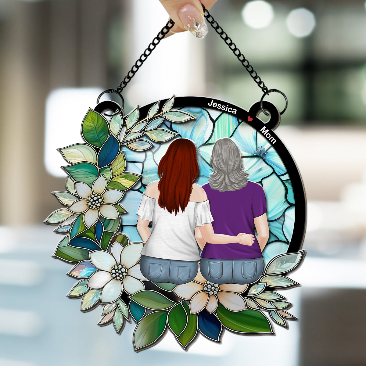 Mother And Daughter Always Connected - Personalized Custom Suncatcher