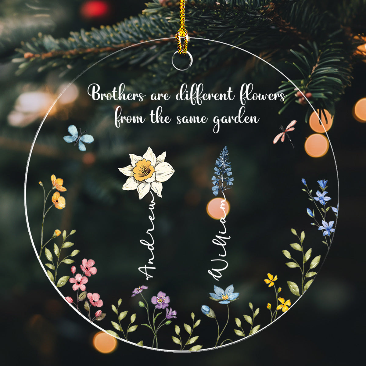 Siblings Are Different Flowers From The Same Garden - Personalized Custom Acrylic Ornament