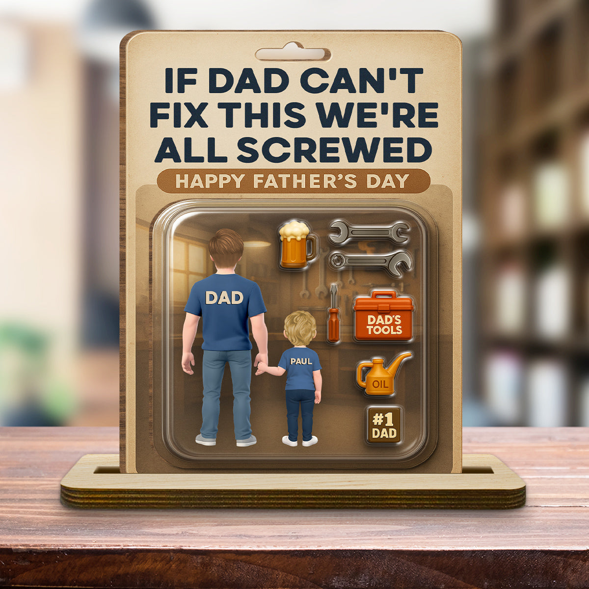 If Dad Can Not Fix This - Personalized Custom 2-Layer Wood Plaque With Flat Base