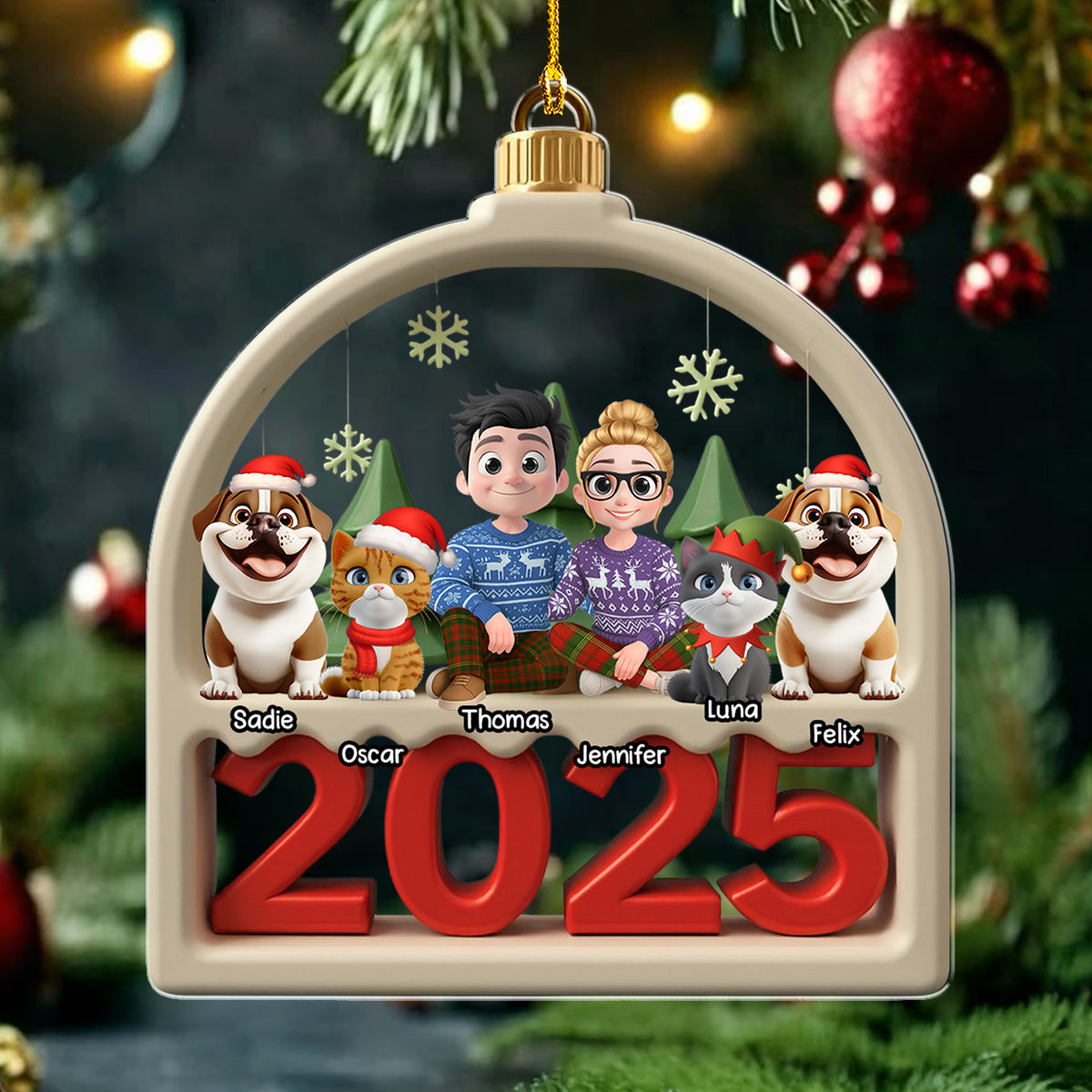 Family Furry And Pet - Personalized Custom Acrylic Ornament
