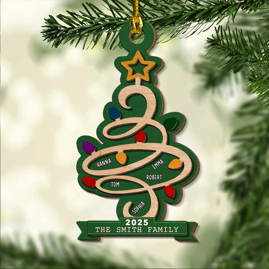 Christmas Tree Family Custom Name 2025 - Personalized Custom 2-layered Wood Ornament