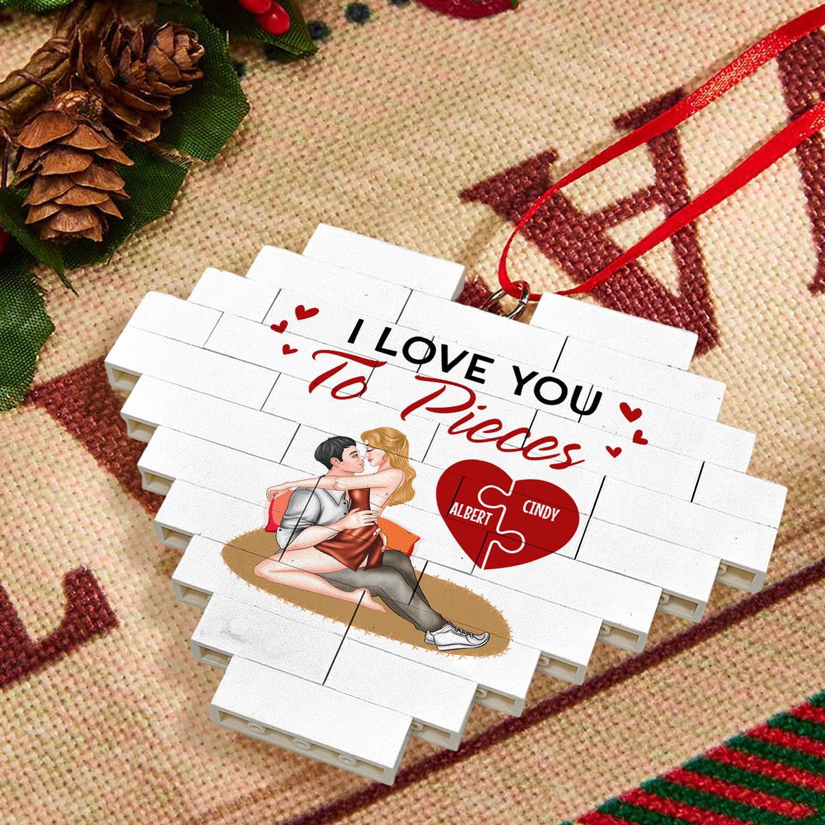 I Love You To Pieces - Personalized Custom Heart Puzzle Ornament