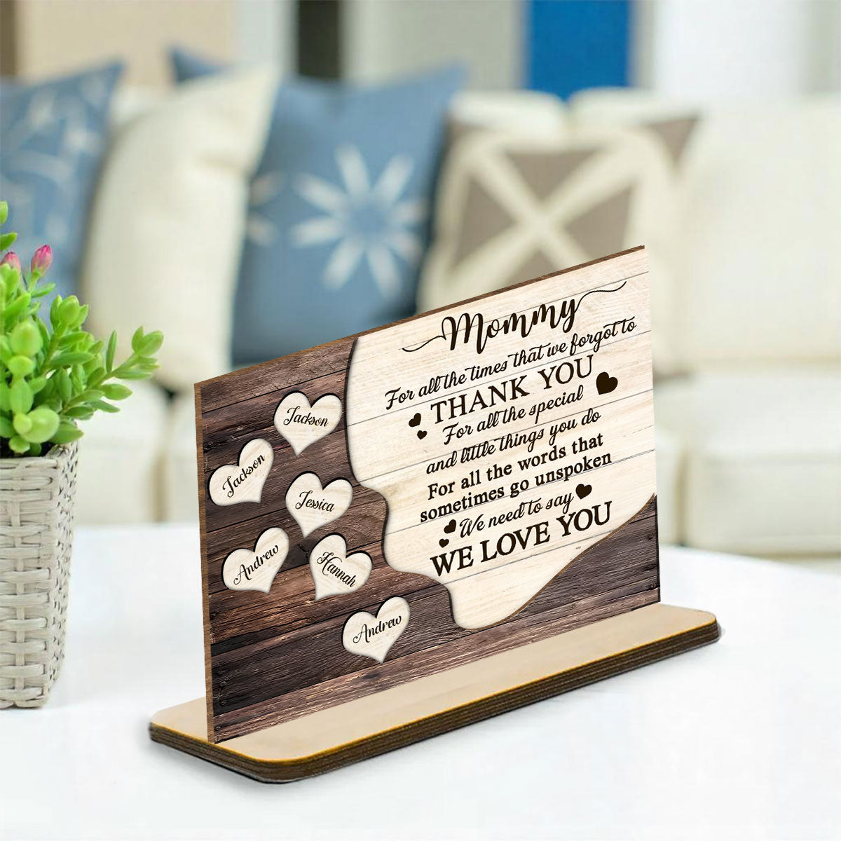 Thank You Mommy - Personalized Custom 2-Layer Wood Plaque With Flat Base