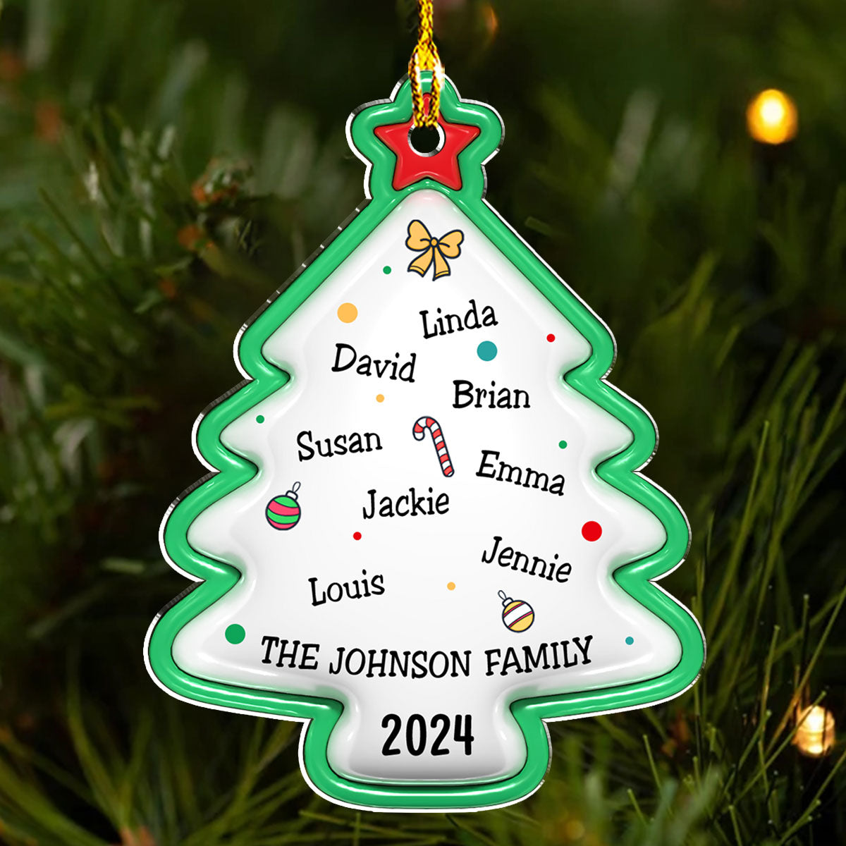 Family Christmas Tree - Personalized Custom 3D Inflated Effect Acrylic Ornament