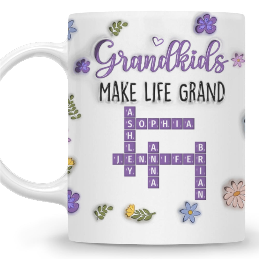Grandkids Make Life Grand Crossword Puzzle - Personalized Custom 3D Inflated Effect Mug