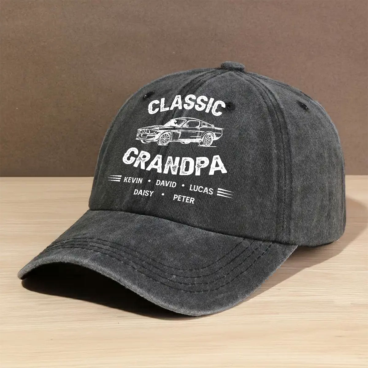 Classic Grandpa - Personalized Custom Vintage Washed Denim Cap