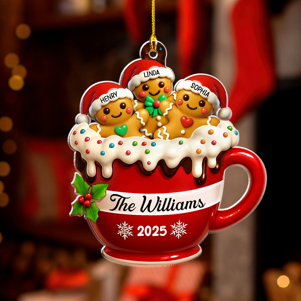 Gingerbread Family 2 - Personalized Custom Acrylic Ornament