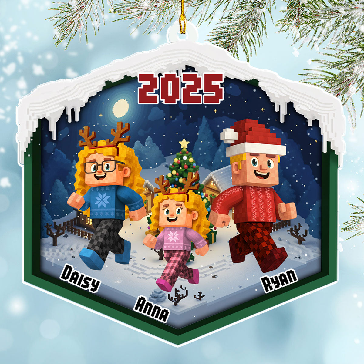 Christmas As A Family - Personalized Custom 3D Effect Acrylic Ornament