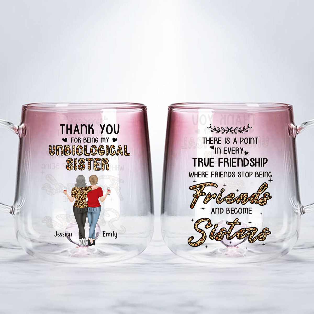 True Friendship - Personalized Custom Pink Gradient Glass Mug