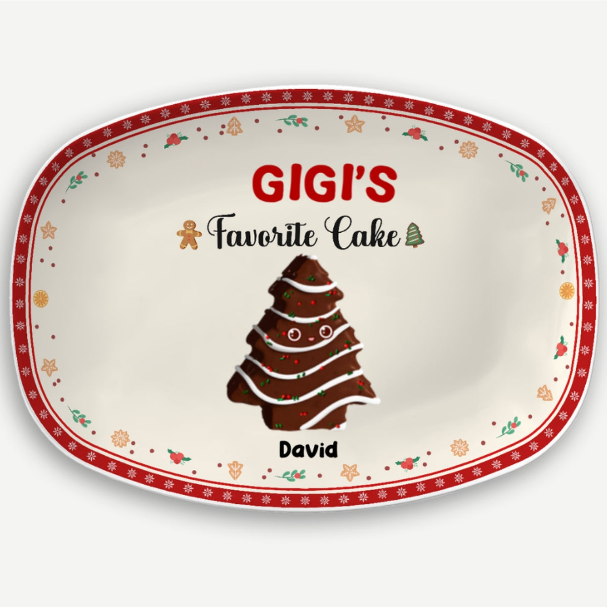 Favorite Christmas Tree Cake Of Grandma - Personalized Custom Platter