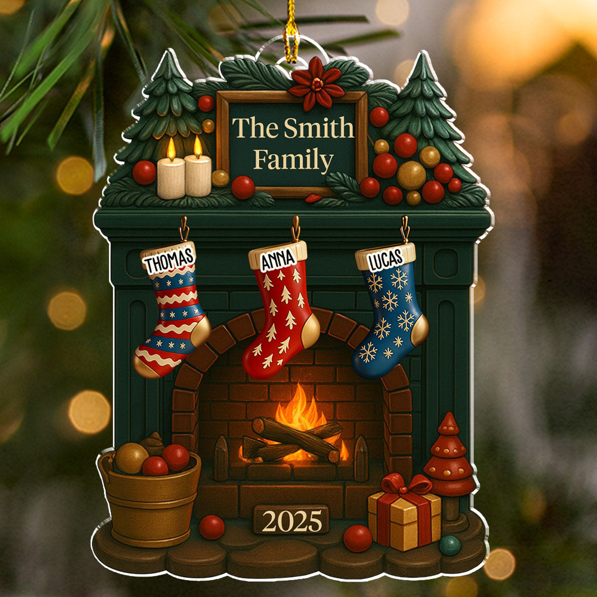 Family Fireplace - Personalized Custom Acrylic Ornament