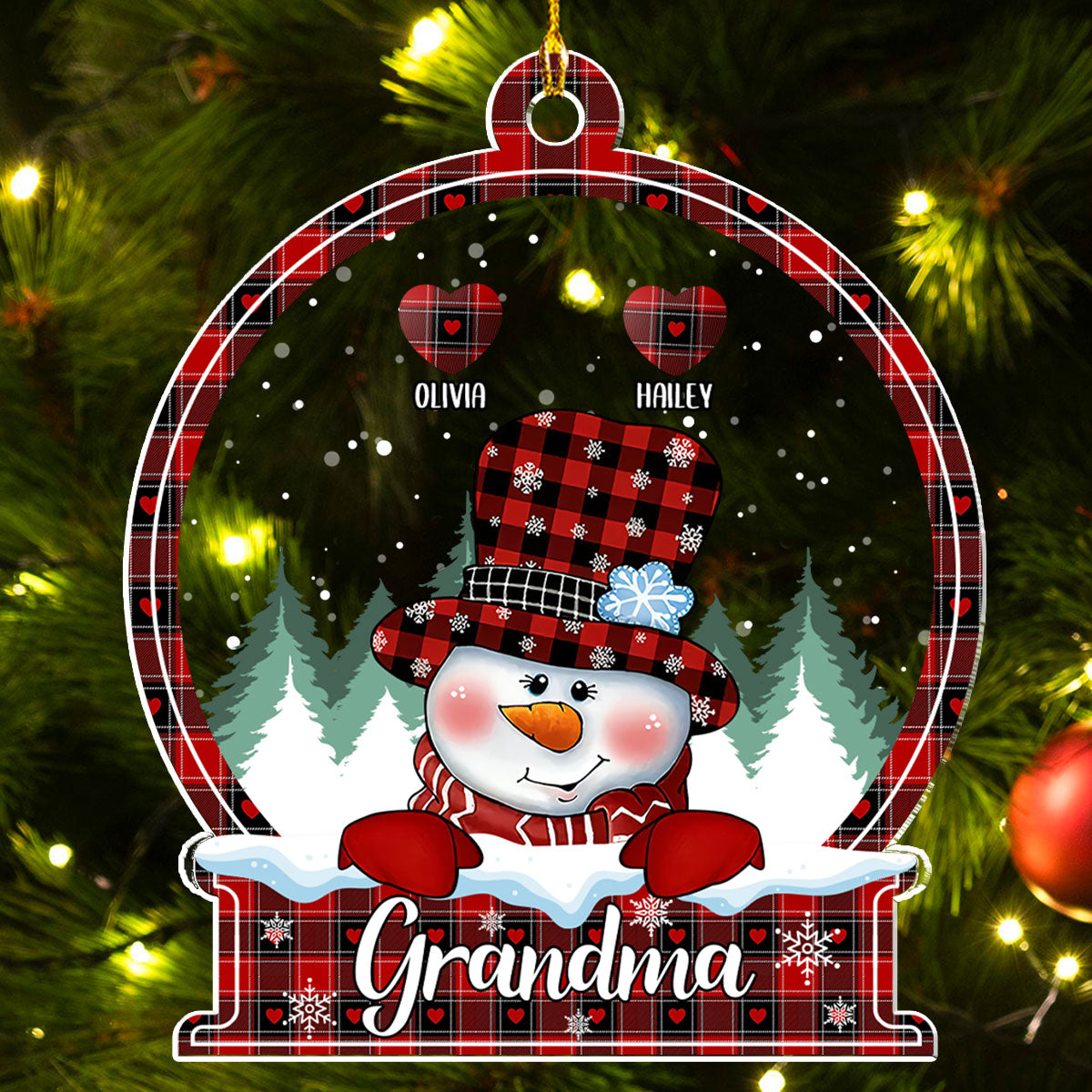 Snowman Grandma Sweet Heart - Personalized Custom Acrylic Ornament