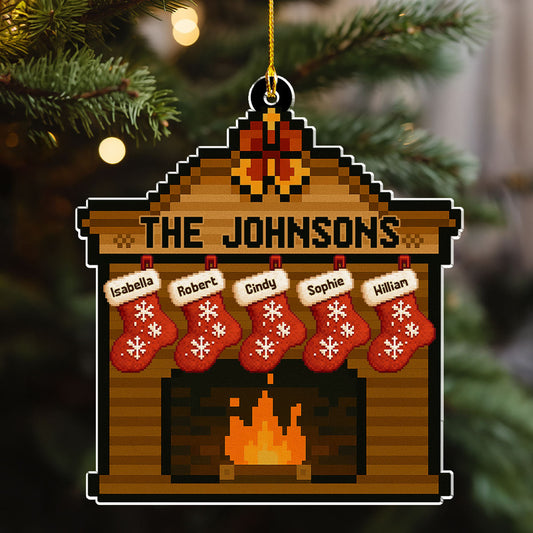 Pixel Family Christmas - Personalized Custom Acrylic Ornament