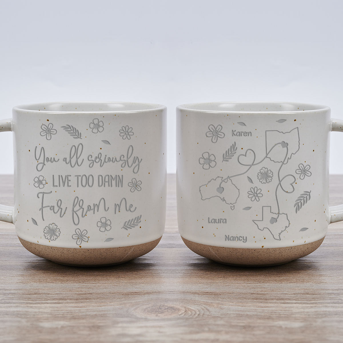 Wish You Were Here Now - Personalized Custom Engraved Pottery Mug