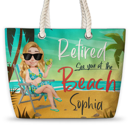 Retired Cartoonize - Personalized Beach Bag