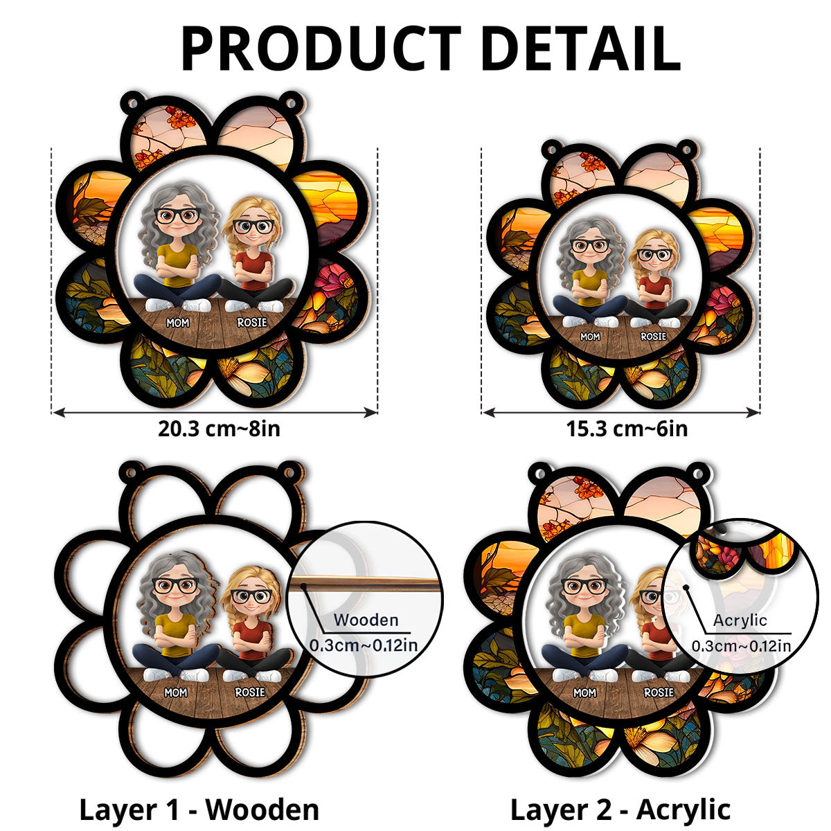 Mom Mum Flower - Personalized Custom Suncatcher