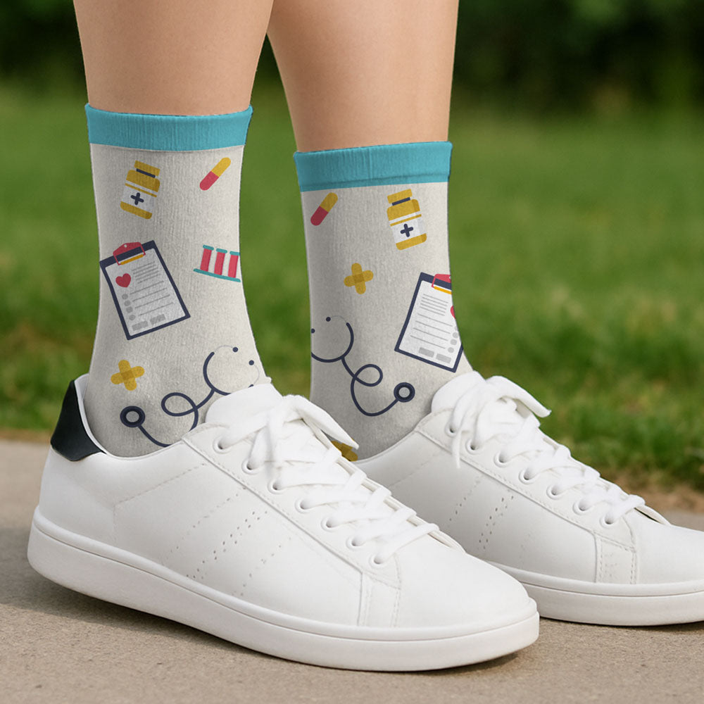 Proud To Be A Nurse - Personalized Custom Crew Socks