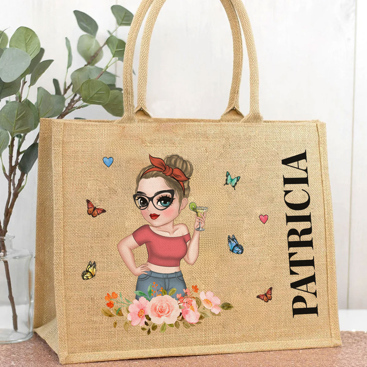 Lucky Girl - Personalized Custom Jute Tote Bag