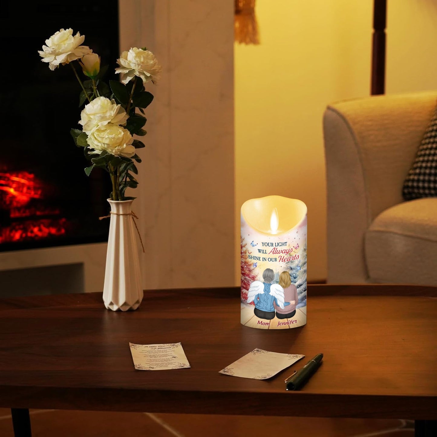 Your Light Will Always Shine In Our Hearts - Personalized Custom LED Candle