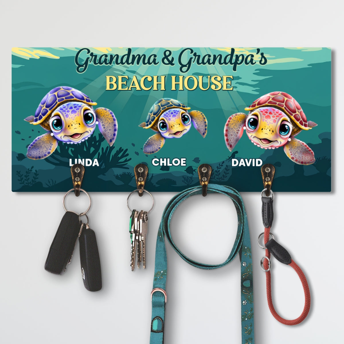 Grandparents Beach House - Personalized Custom Wooden Key Holder