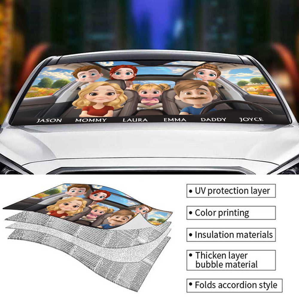 Happy Family - Personalized Car Sunshade