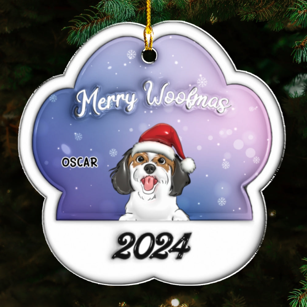 Merry Woofmas 2024 - Personalized Custom 3D Inflated Effect Acrylic Ornament