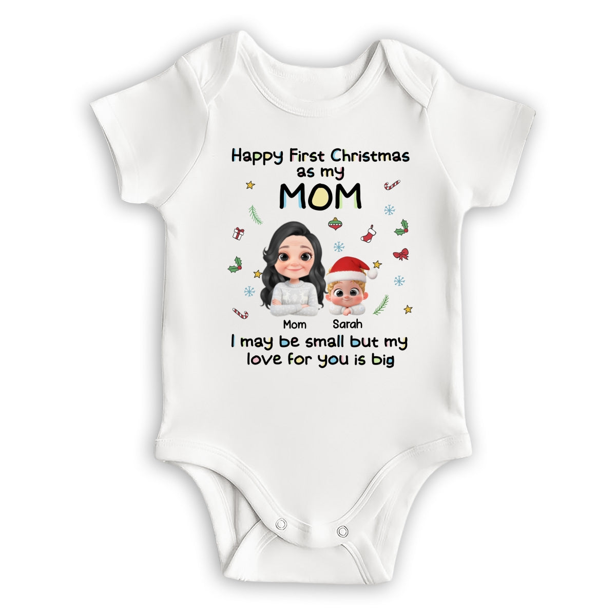 First Christmas With Mom - Personalized Custom Baby Onesie