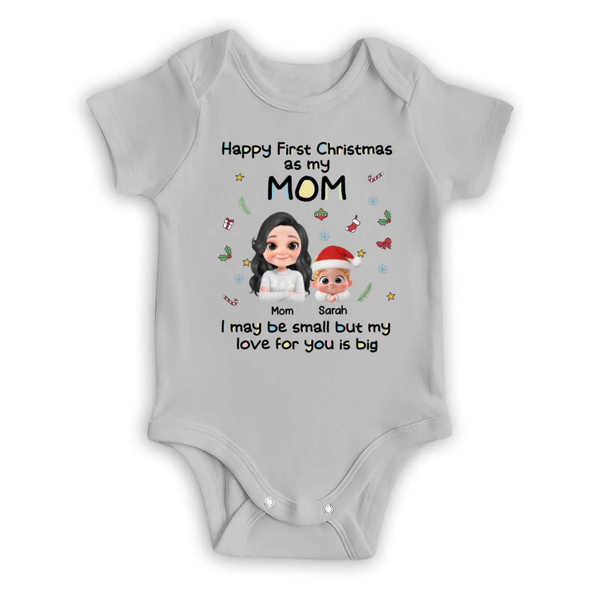 First Christmas With Mom - Personalized Custom Baby Onesie