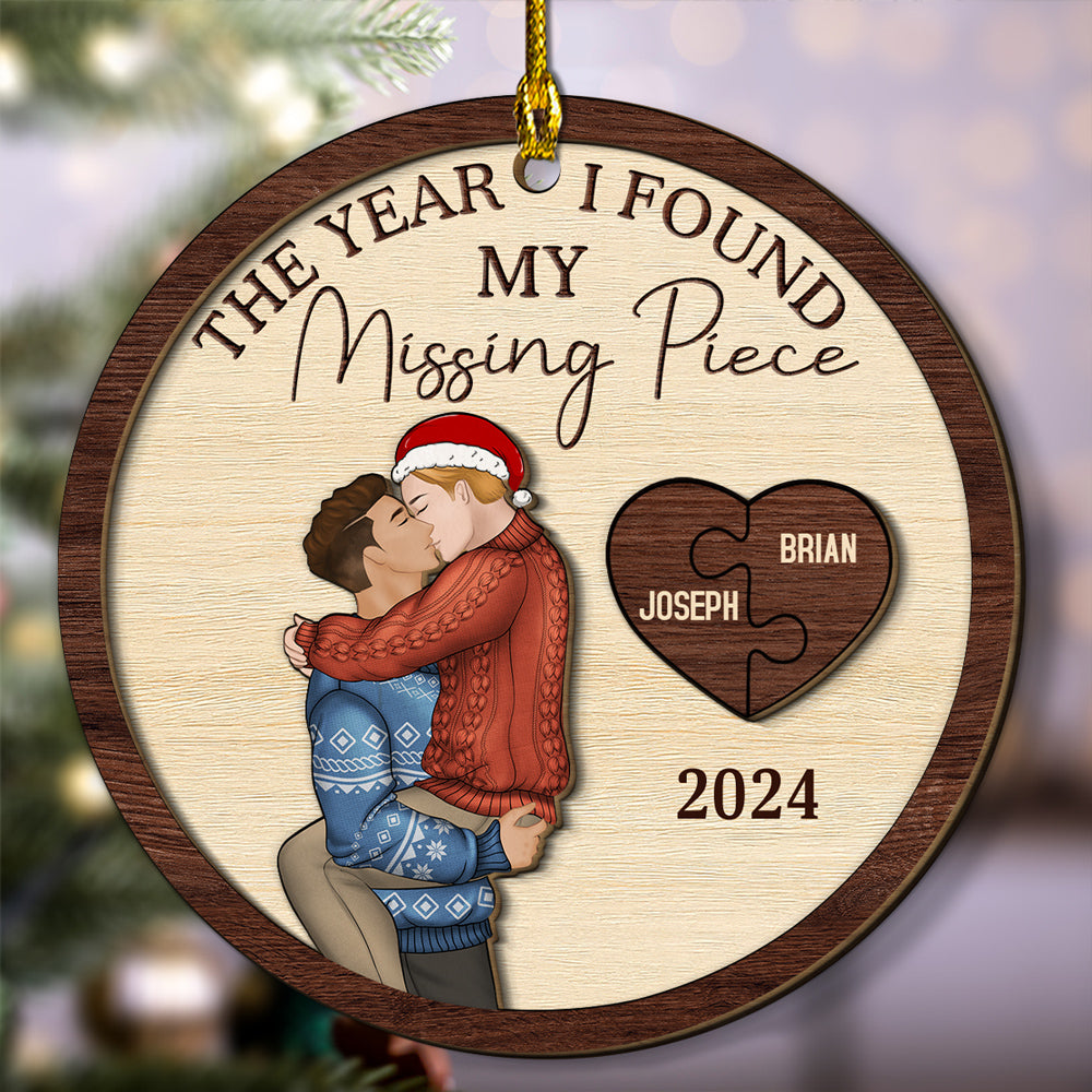 The Year I Found My Missing Piece Same Gender - Personalized Custom Freeshape 2-Layered Wood Ornament