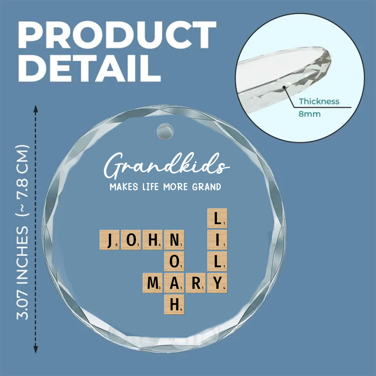 Grandkids Make Every Day Brighter - Personalized Custom Glass Ornament