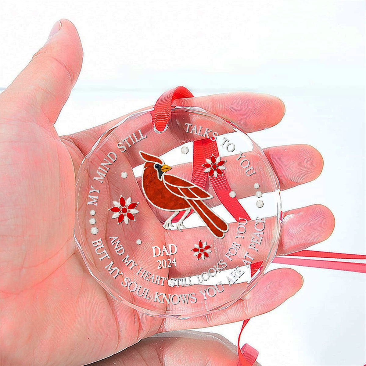 I Miss You But My Soul Knows You Are At Peace - Personalized Custom Glass Ornament