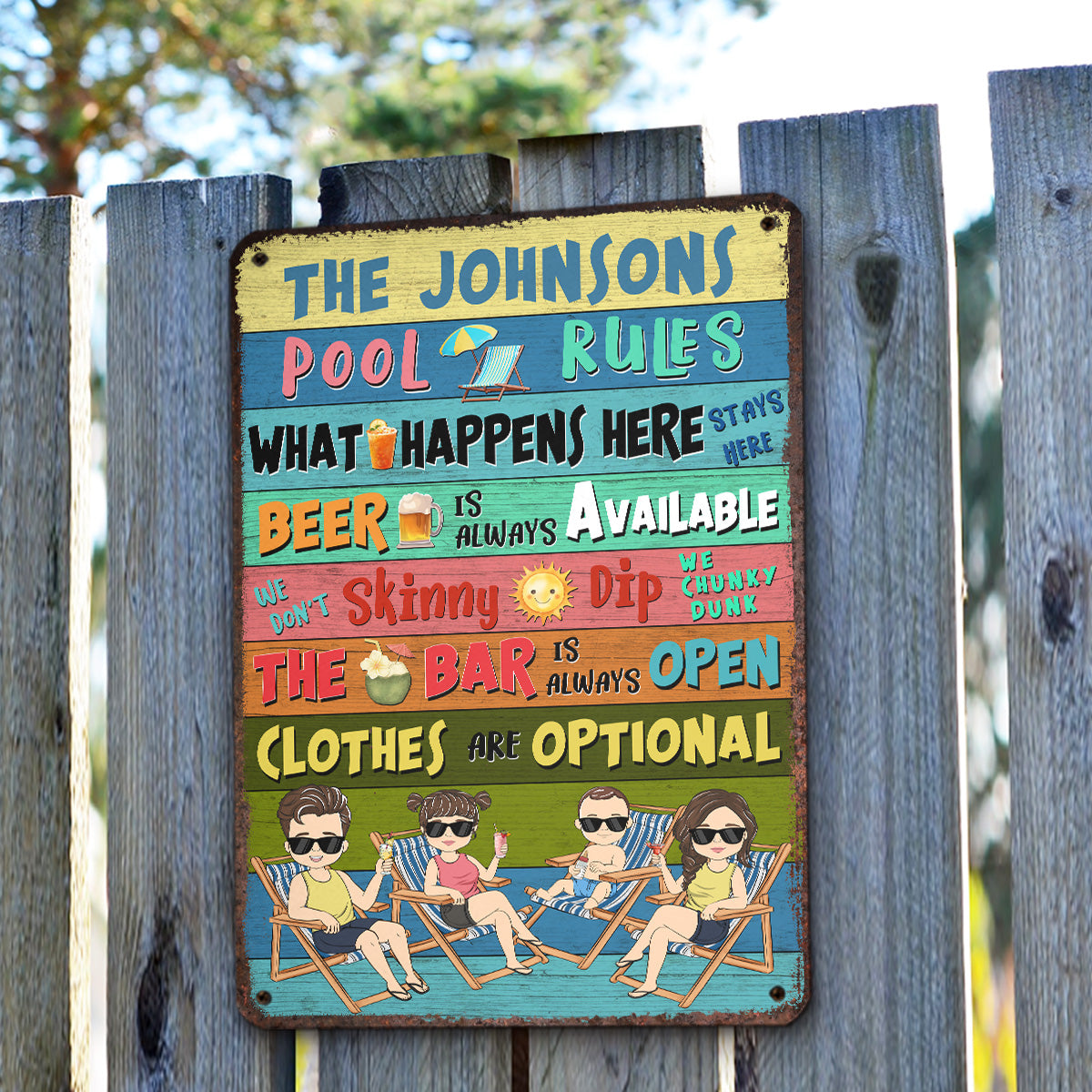 Swimming Pool Rules Stays Here - Personalized Custom Metal Sign