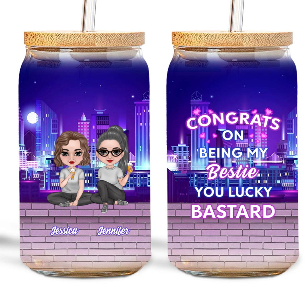 Congrats On Being My Bestie - Personalized Custom Glass Can