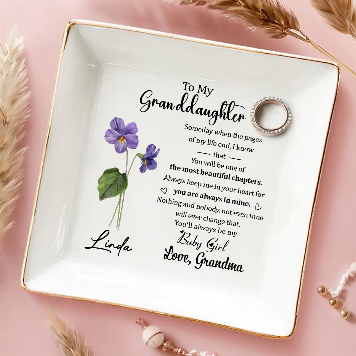 The Love From Grandma Will Never Fade - Personalized Custom Jewelry Dish