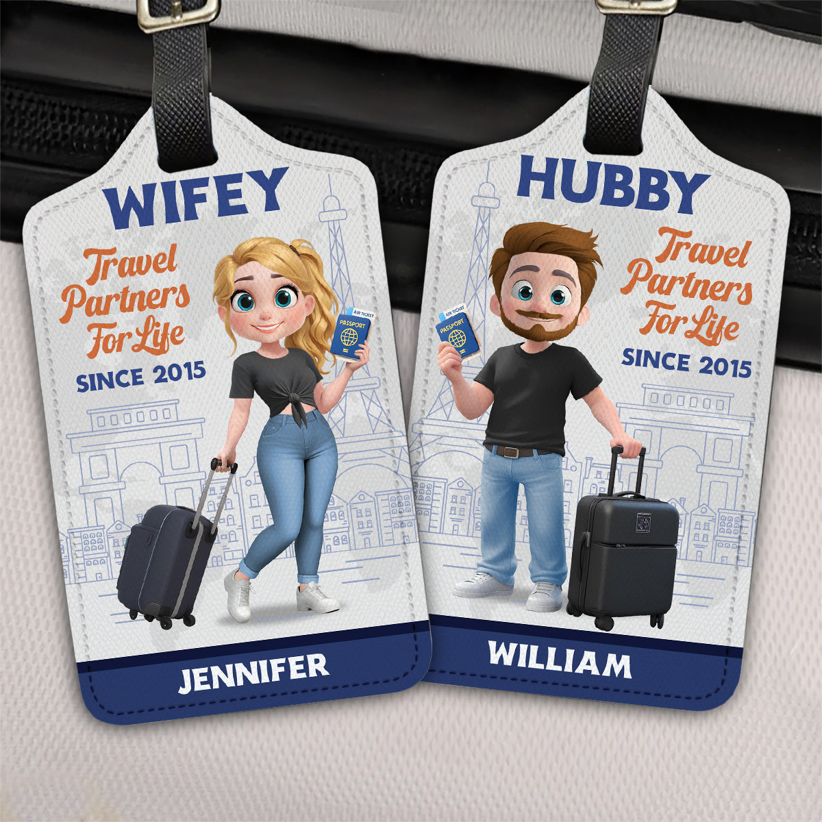 Traveling Couple Cartoonize - Personalized Custom Luggage Tag