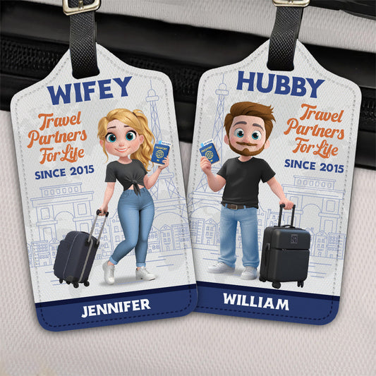 Traveling Couple Cartoonize - Personalized Custom Luggage Tag