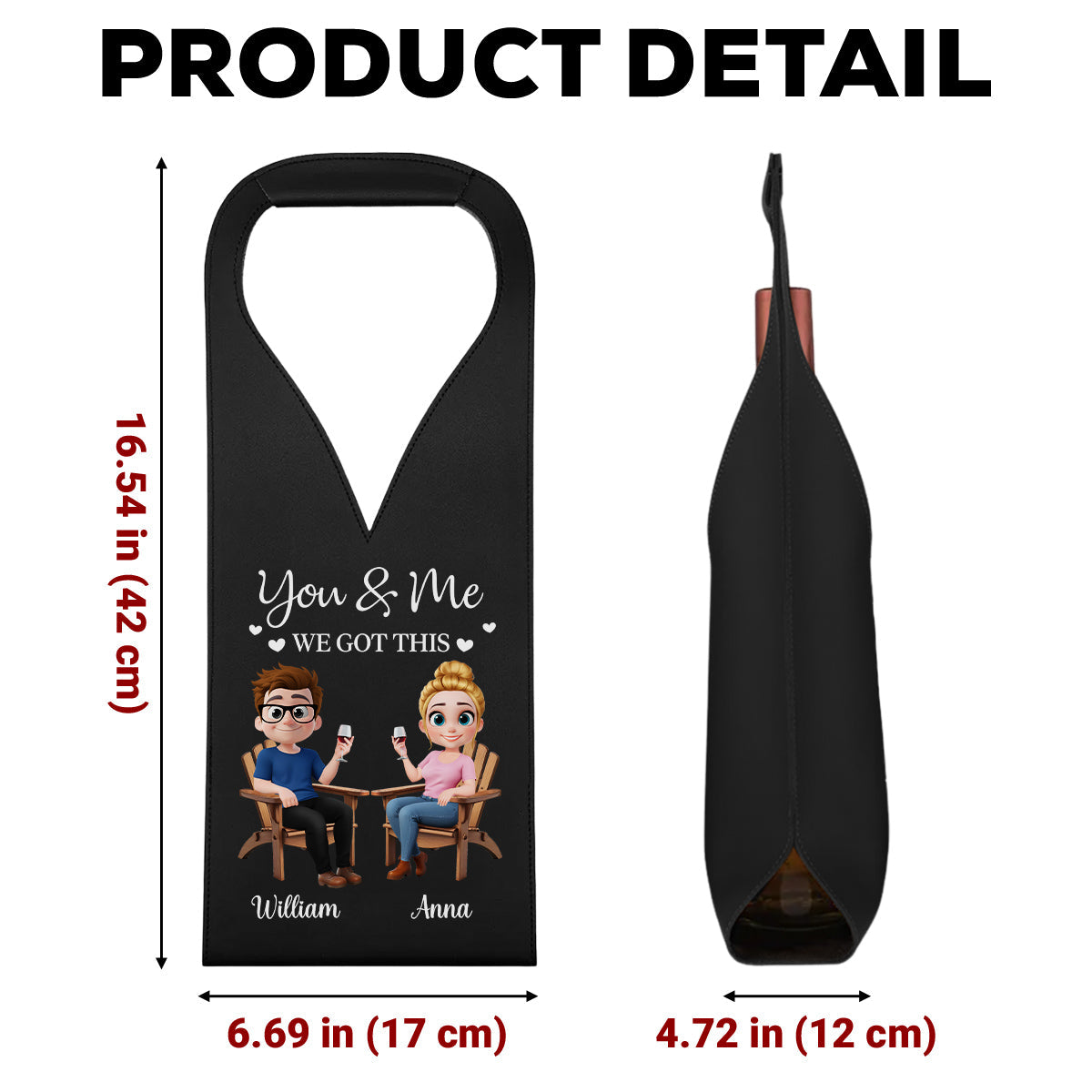 You And Me Got This - Personalized Custom Leather Wine Bag