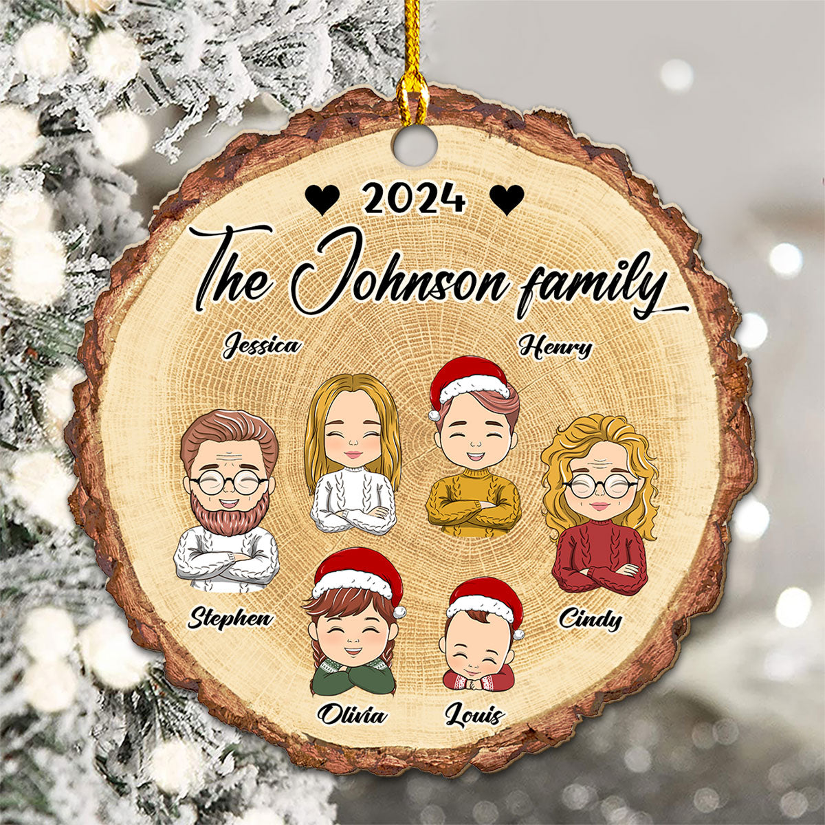 I Love My Family - Personalized Custom Wood Ornament