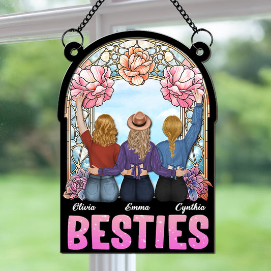 Bestie Sitting Together - Personalized Custom Suncatcher