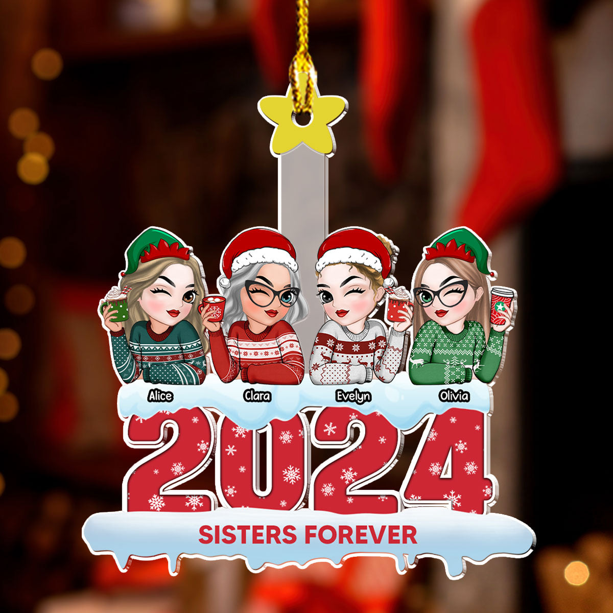 Sibling Forever - Personalized Custom Acrylic Ornament