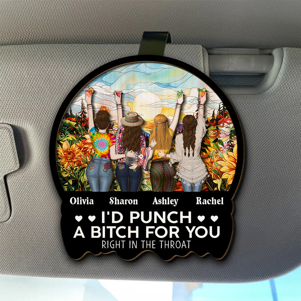 Right In The Throat Hippie - Personalized Custom Car Visor Clip