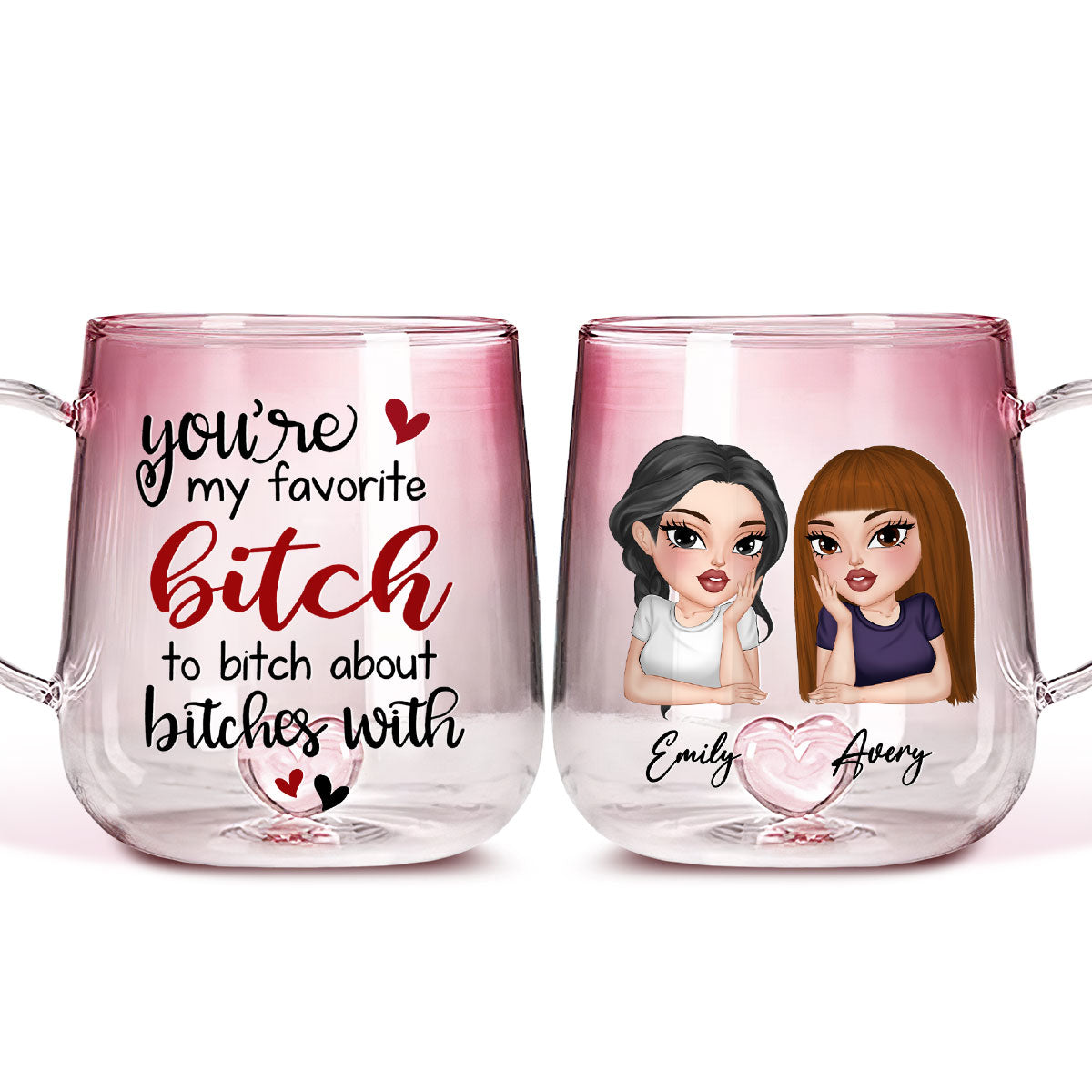 You Are My Favorite - Personalized Custom Pink Gradient Glass Mug