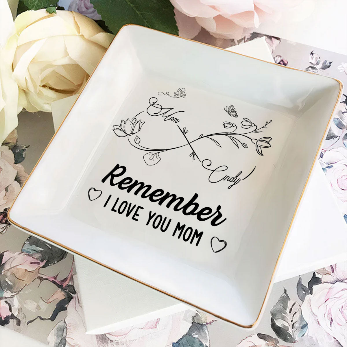 Endless Love For Mom Keepsake - Personalized Custom Jewelry Dish
