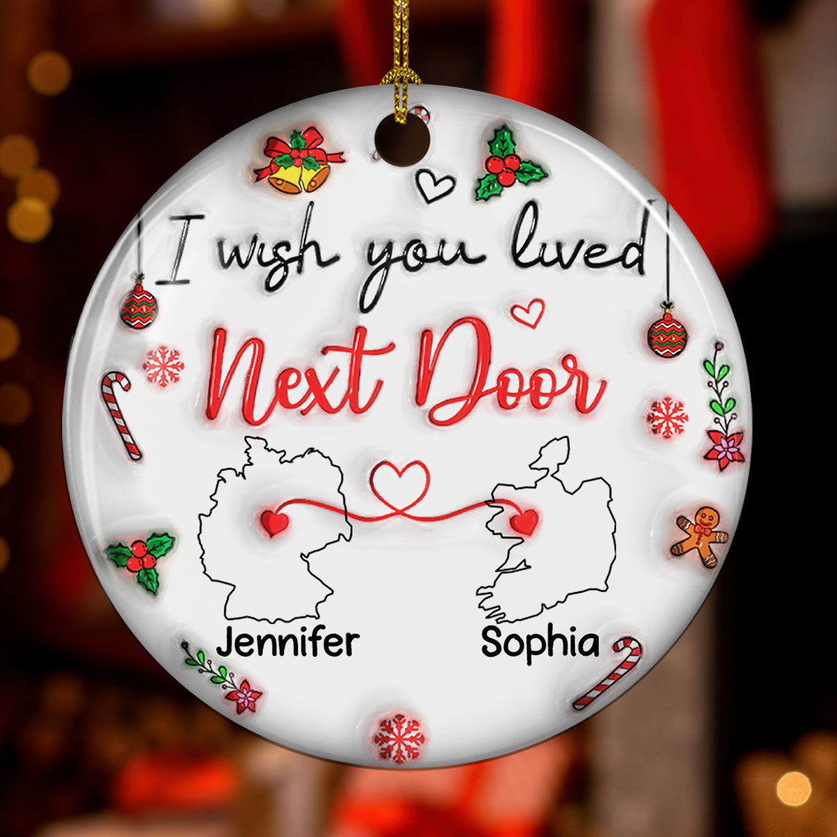 Besties Are Always Close At Heart Country Version - Personalized Custom 3D Inflated Effect Ceramic Ornament