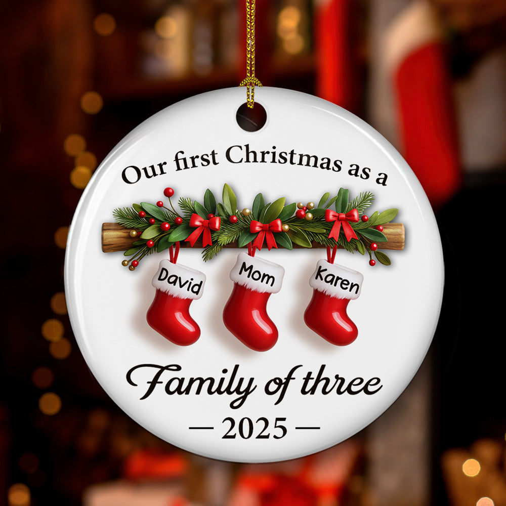 Little Stockings Big Love - Personalized Custom 3D Effect Ceramic Ornament