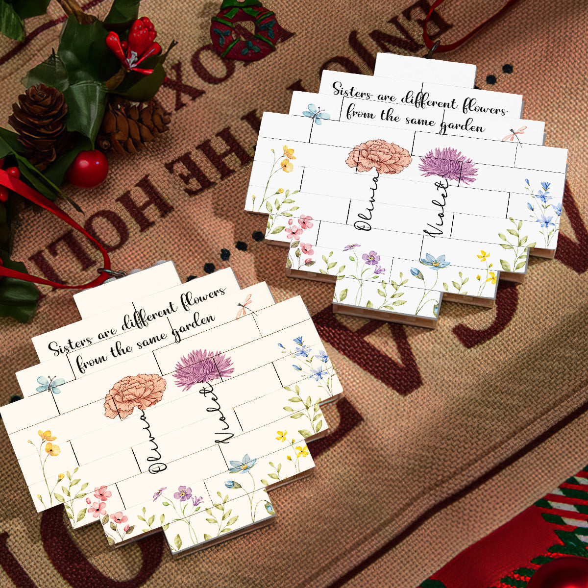Lovely Flowers - Personalized Custom Puzzle Ornament