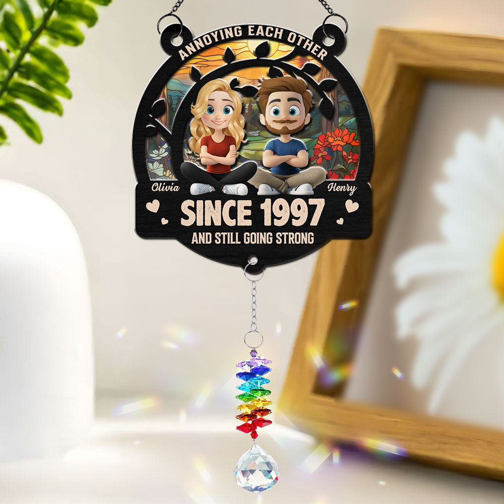 Love You Forever - Personalized Custom Suncatcher With Crystal Rainbow Charm